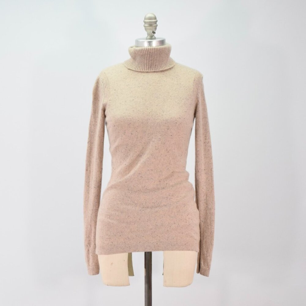 Quinn 100% Cashmere Sweater  Beige Knit Turtleneck